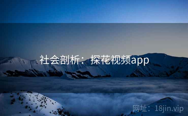 社会剖析：探花视频app